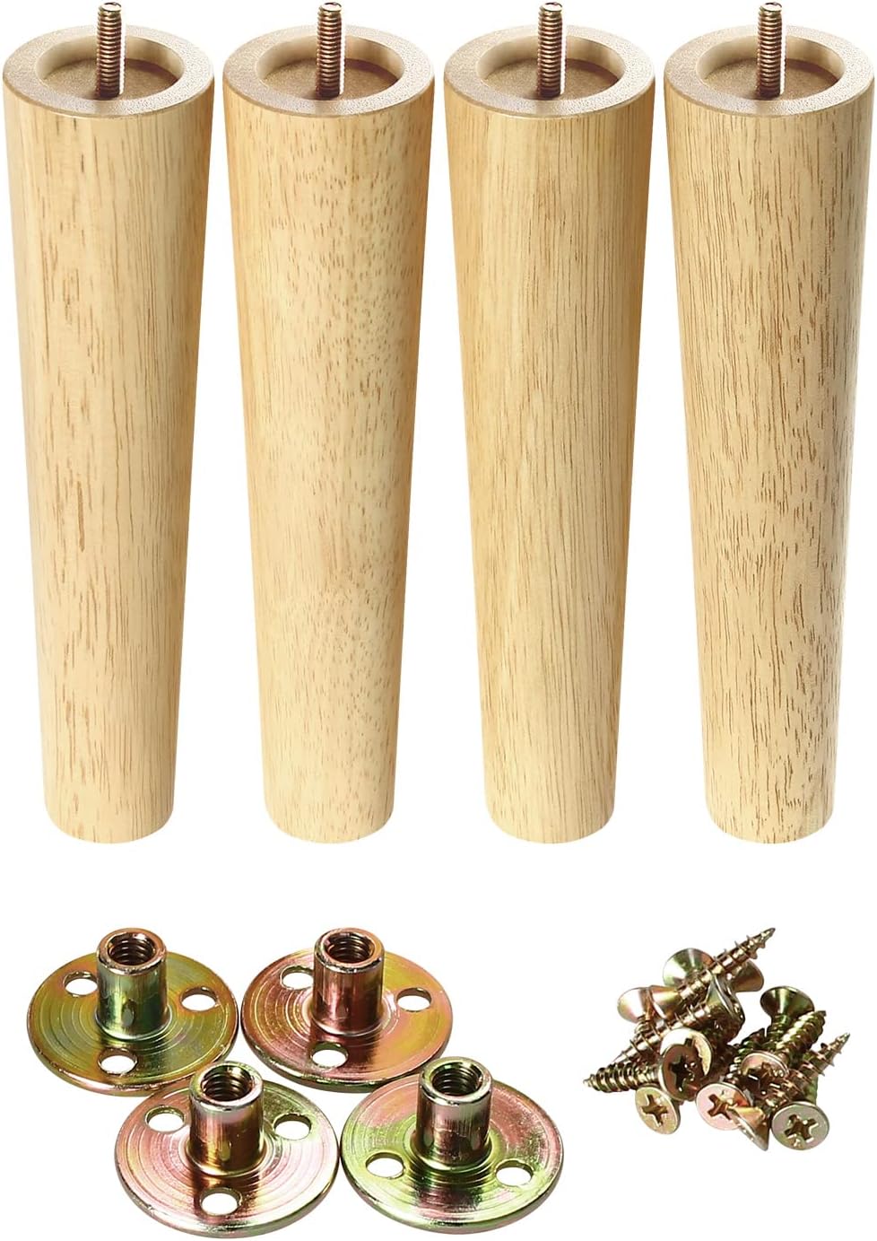 RDEXP 4PCS 7.87inch Height Wooden Furniture Legs Feet M8 Thread