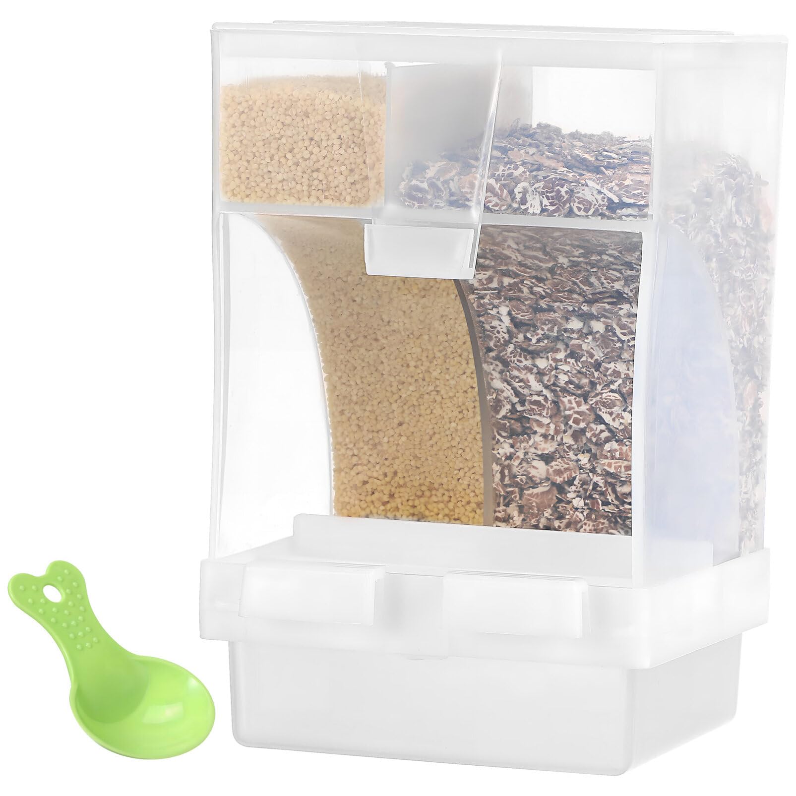 Mipcase Automatic Bird Feeder, No Mess Bird Feeder for Cage Acrylic Bird Foraging Container Transparent Bird Cage Accessories for Parakeet Parrot Lovebird Conure