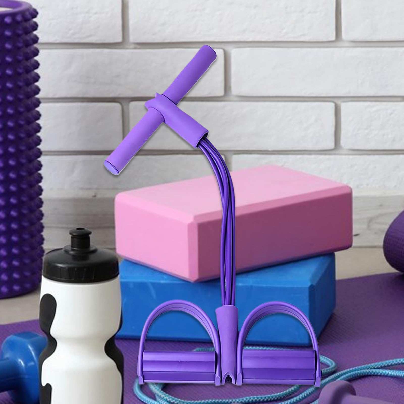 Bandes De Résistance Fitness 4 Tubes Avec Pédale De Traction – Yoga Et Stretching Pour Débutants