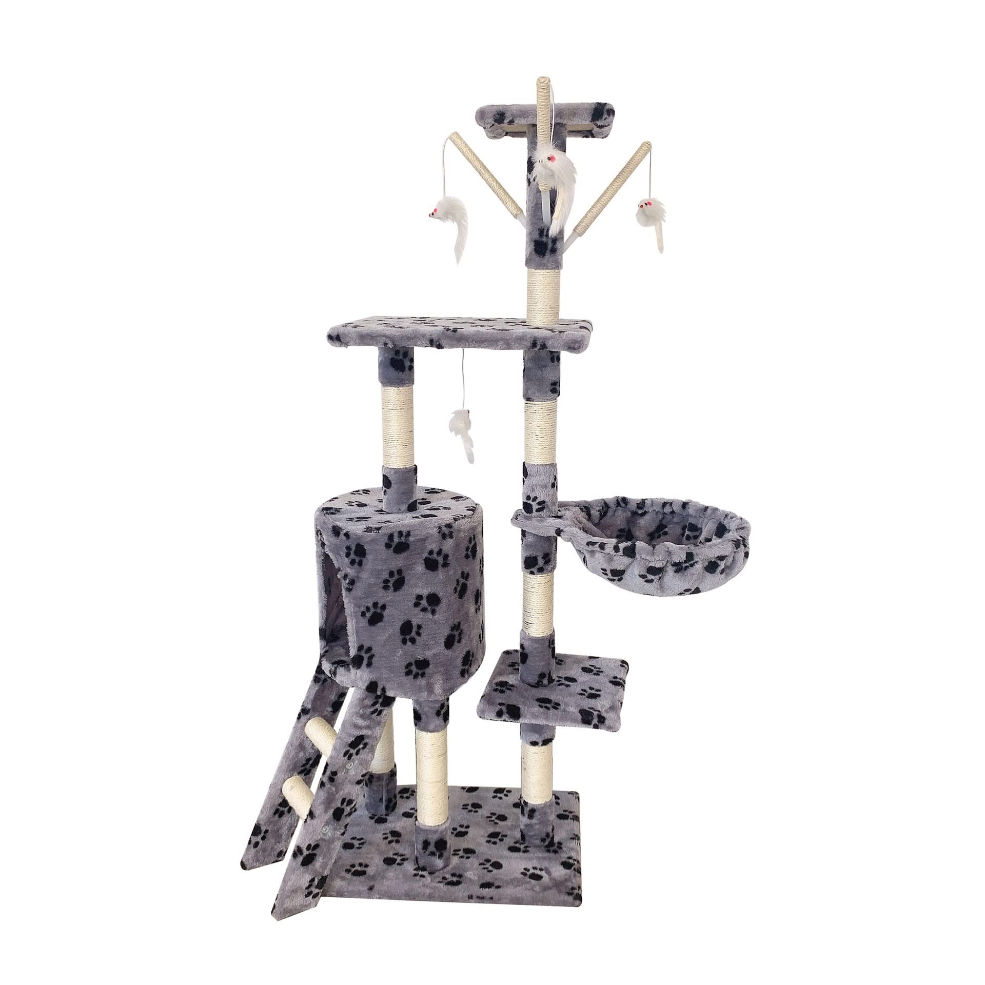 Kratzbaum, Katzenklettergerüst, integrierte Katzentoilette, Katzenbaumturm, Katzenregal, großes Spielzeug, Sprungplattform, Katzenzubehör, Katzenkletterbaum (Farbe: Katzenpfote) Vision