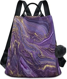 Marbled Ripple Pattern Backpack Purse for Women, Anti theft Bookbag Purse Lightweight Shoulder Bag Fashion Handbag for Travel, Daily, Shopping（312）, Marbled Ripple Pattern, 13.4 X 5.9 X 15 inch
