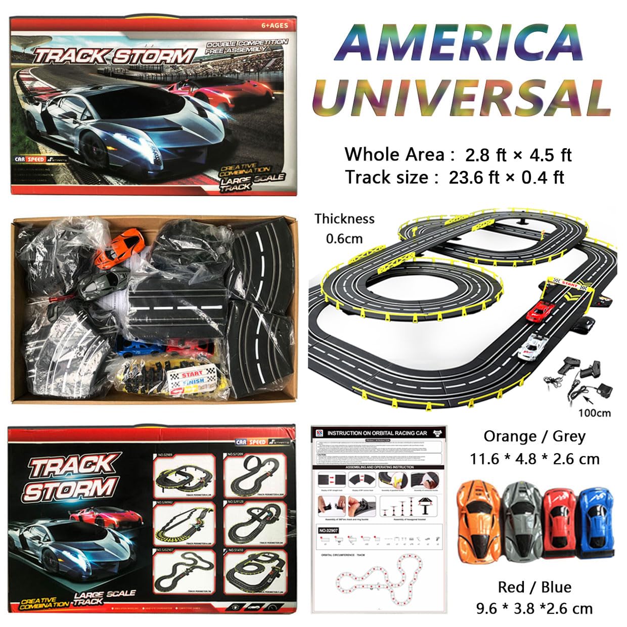 Amazon | 電動レースカー トラックセット 男の子 6-12 高速スロット