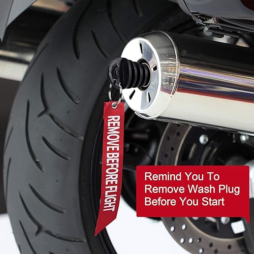 Miniatura 5 de PAGOW Paquete de 2 tapones de escape de 0.6 a 1.5 pulgadas con silenciador de escape de goma negra para motocicleta y bicicleta