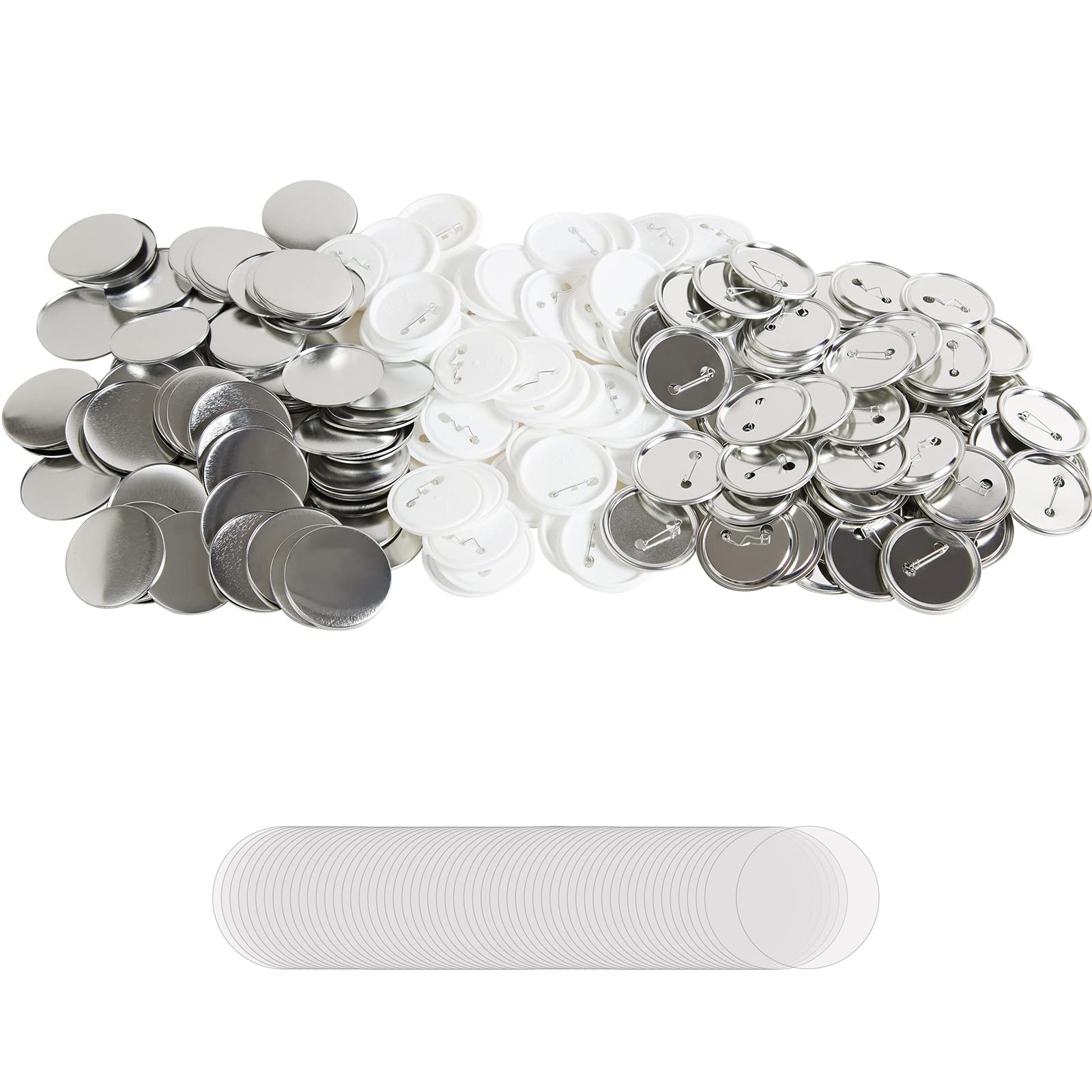 VEVOR Buttonmaschine Knopfmachermaschine Zubehör Badge Punch Press 58 mm, DIY Badge Press Machine Ersatzteile 500 Stk. Abzeichenpressmaschine, Metall + Kunststoff / 250 + 250 Stk. mit Metalldeckel
