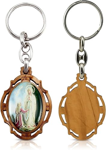 RosaryMart Llavero religioso de madera de olivo para hombres y mujeres Llavero católico Llavero de coche Llavero para recuerdos de fiesta