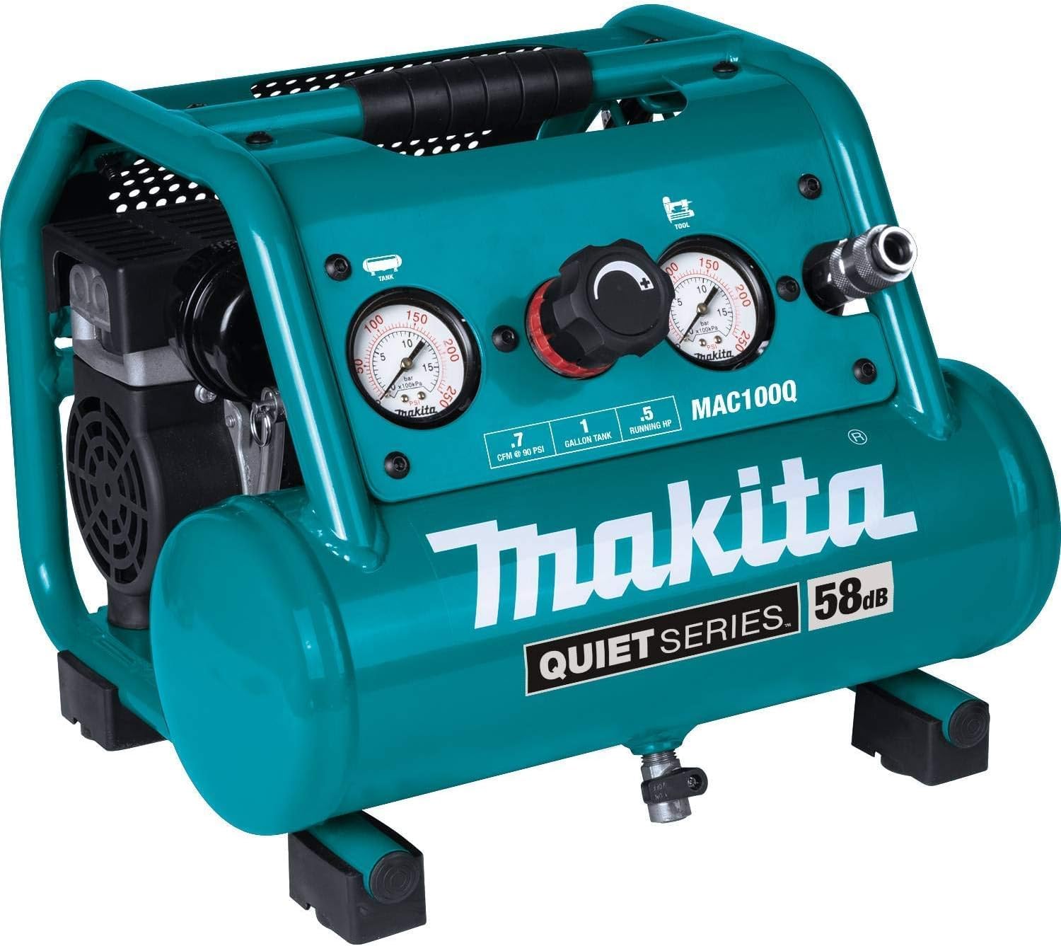 Makita MAC100Q-R Quiet Series 1/2 HP 1 Gallon Oil-Free Hand Carry Air Compressor (Renewed)