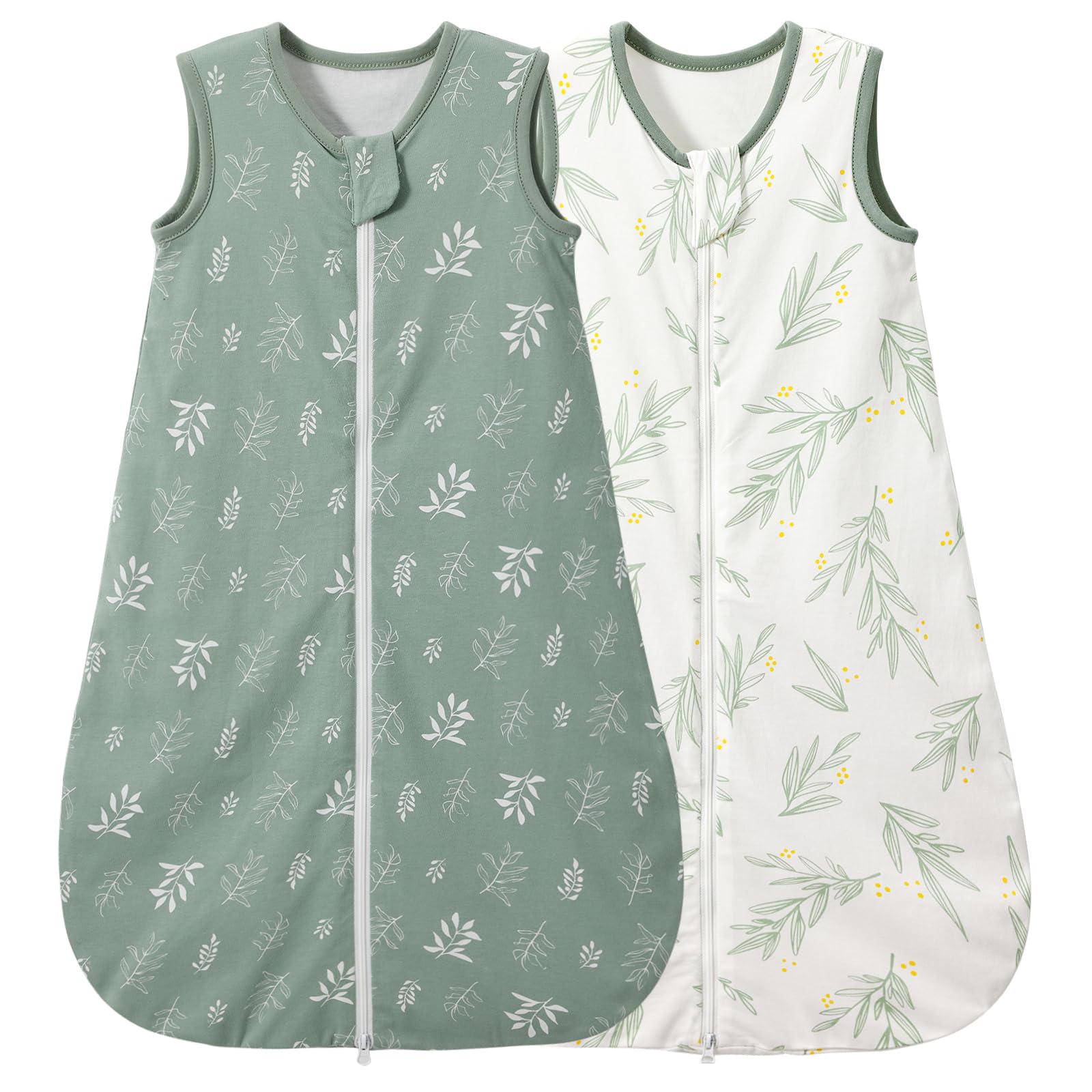 Duomiaomiao Baby Schlafsack 2er Pack 1.0 Tog Schlafsack, Baby Schlafsack 100% Baumwolle ganzjährig Babytragbare Decke unisex Kleinkind Neugeborener Schlafsack, Hase und Fuchs