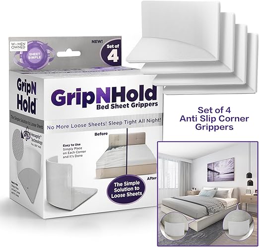 Bed Sheet Holders, Discrete, Heavy Duty, 360 Degree Holders for Corners, Non Slip Corner Grippers, Keep Sheets Firm & Tight, 1 Pack