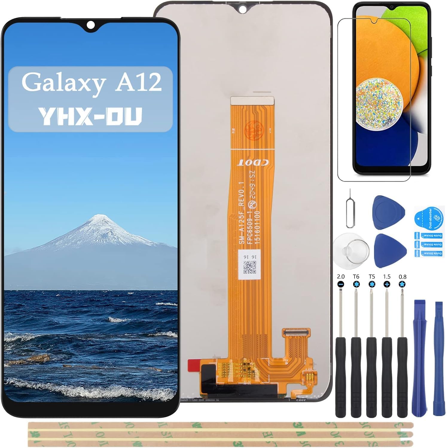 per Samsung Galaxy A12 SM-A125F A125M A125U A125 Schermo Completo Touch LCD Display di Ricambio con Pellicola di Protezione Schermo e Strumenti 6.5" Nero