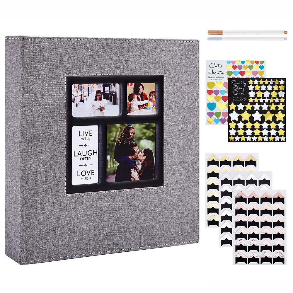 Benjia Photo Album Self Adhesive Scrapbook, Extra Large Capacity Linen
