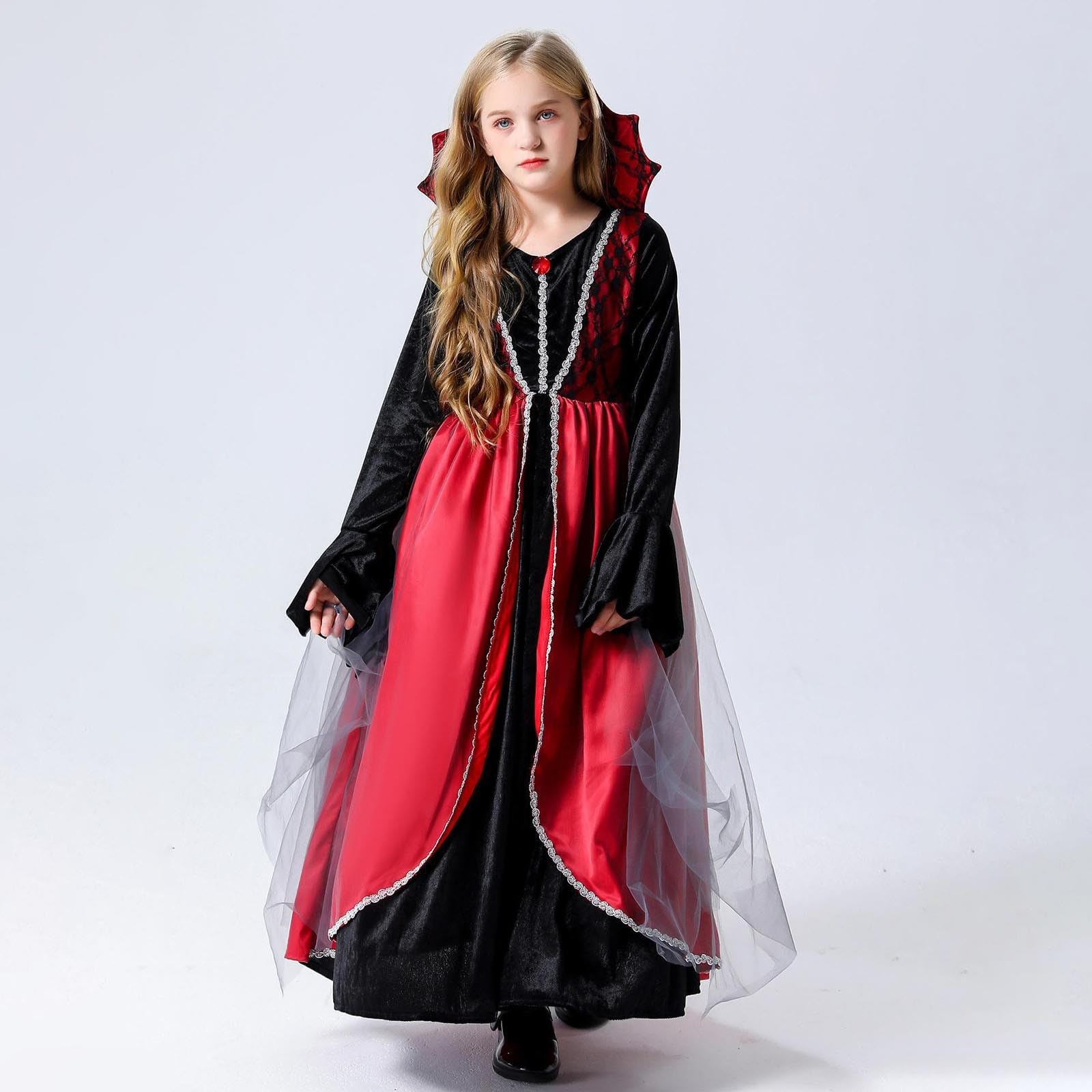 Disfraz Halloween NiñA NiñO Disfraces Medievales para Halloween Vestido Cosplay Princesa con Encaje Conjunto Juego rol Actuaciones Atuendo Otoño Invierno Elegante