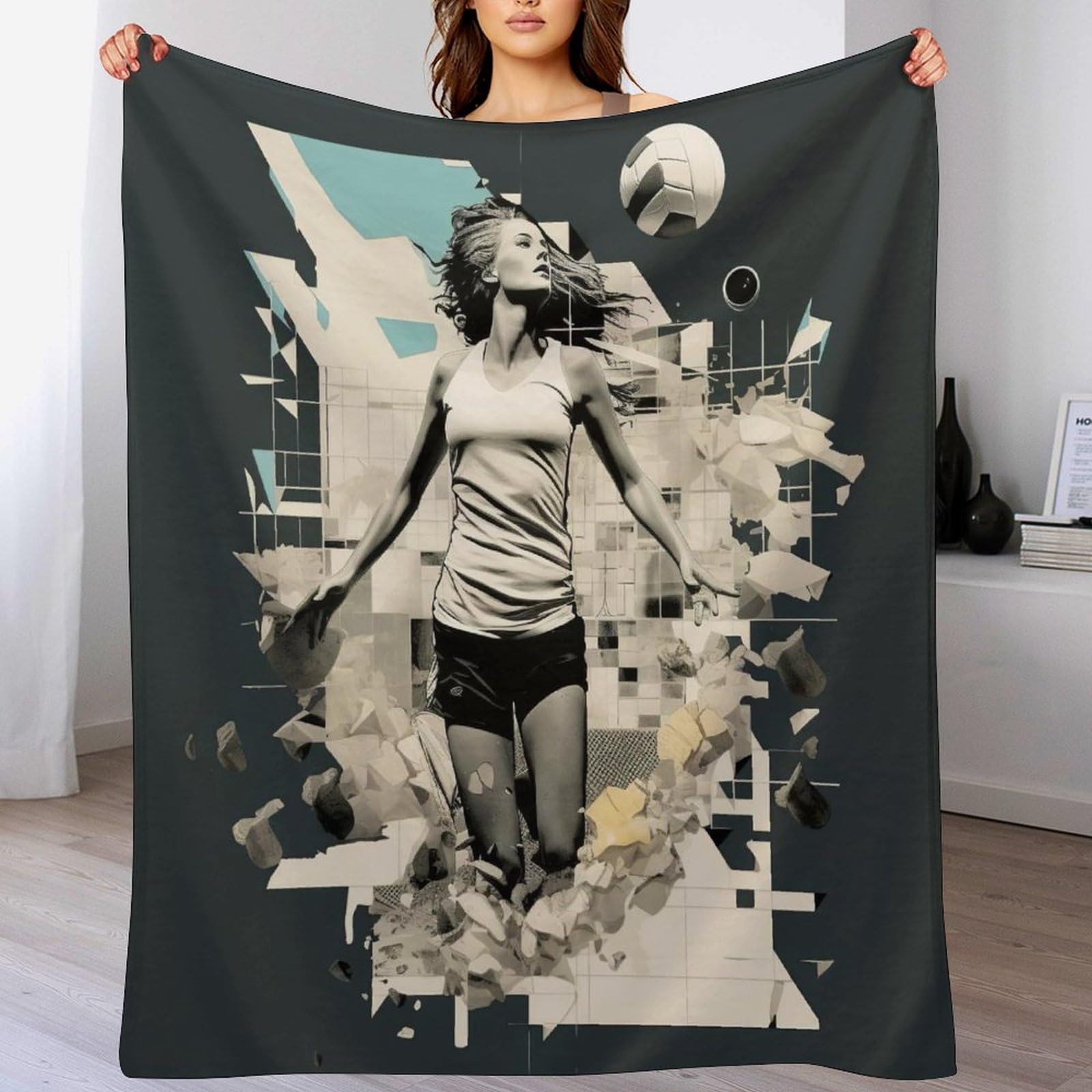 Couverture Polaire Flannel Volley-Ball 3D : Linge de Lit et Couvre-lit