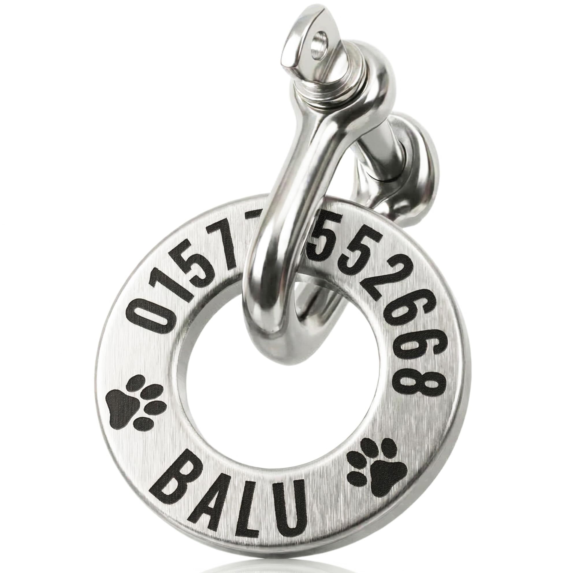 TMT Hundemarke mit Gravur Edelstahl Hunde Anhänger, wetterfest, Hundehalsband mit Namen und Telefonnummer, Hundemarke personalisiert mit Symbolen