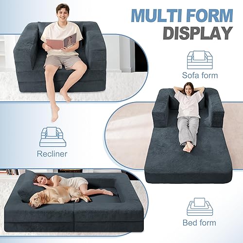 Miniatura 132 de Cama humana gigante para perro, cama 3 en 1 para perro de tamaño humano con funda de piel sintética lavable, cama grande plegable para mascotas con