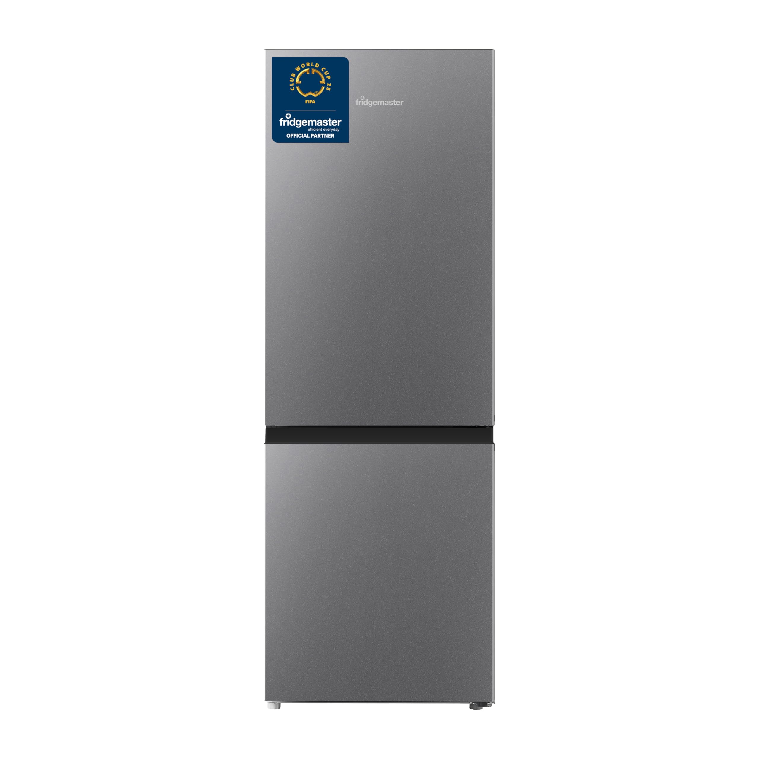 Fridgemaster MC50165ES 50cm Freestanding 60/40 Fridge Freezer - 175-litre capacity with Crisper box - Reversible Door - LED Lighting- 4 Star Freezer Rating - Silver - E Rated