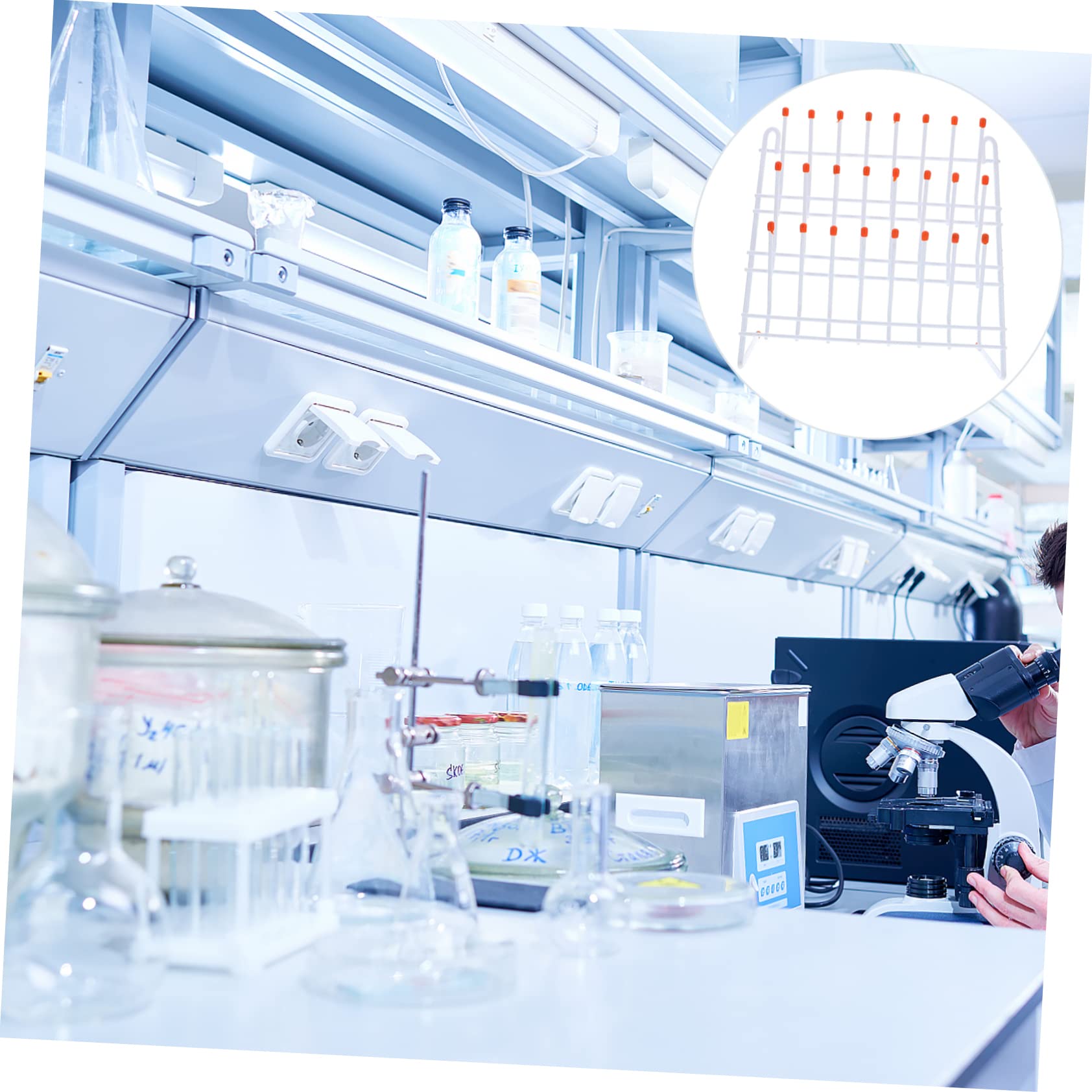 Support de Séchage pour Tubes à Essai 24 Postes en Fer Blanc | Égouttoir de Laboratoire, pour Béchers et Tubes, Léger, Facile à Transporter Ranger