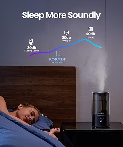 Miniatura 6 de Humidificadores para dormitorio (1.1L), pequeño humidificador de niebla fría para plantas caseras y viveros de bebés, humidificador ultrasónico