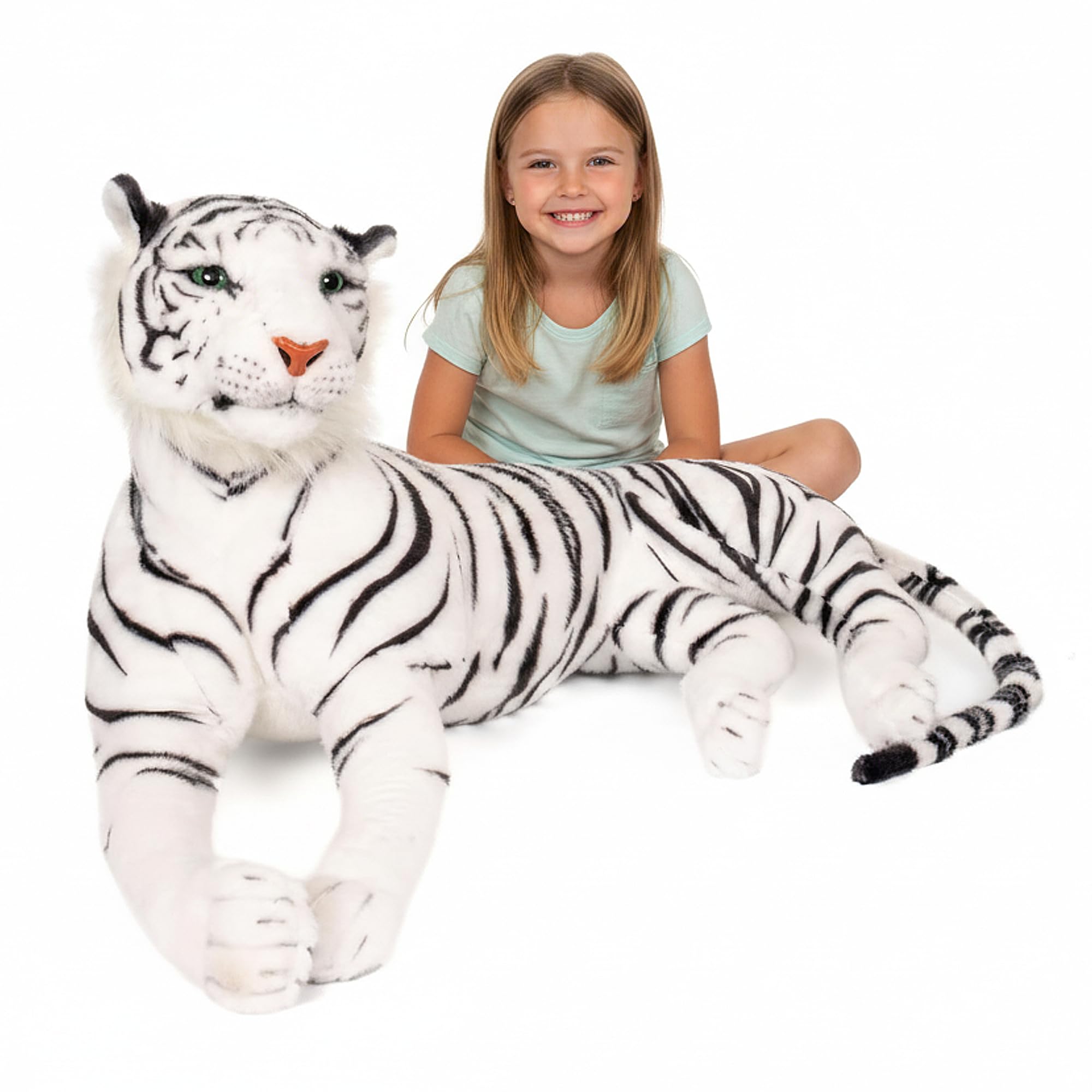 Curvaso Premium Soft Plush Toys Cuddly Stuffed Animal Giant Big Large Size Doll Kids Gift Present White Siberian Tiger