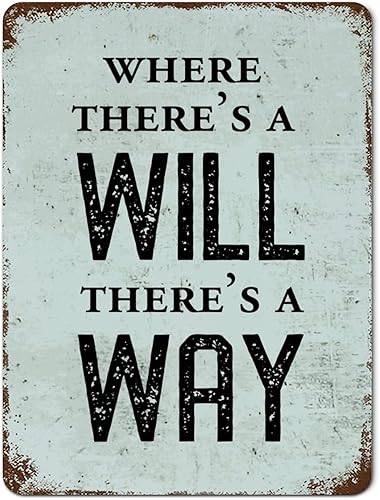 Miniatura 2 de Letreros de metal vintage elegantes de 12 x 16 pulgadas, con citas positivas de «Where There's a Will There's a Way», de aluminio, con citas