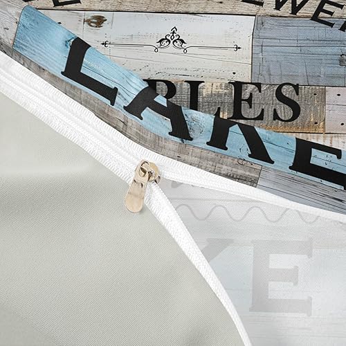 Miniatura 6 de Funda de edredón con temática de lago, tamaño Queen, funda de edredón rústica con 2 fundas de almohada para adolescentes y adultos, juego de ropa de