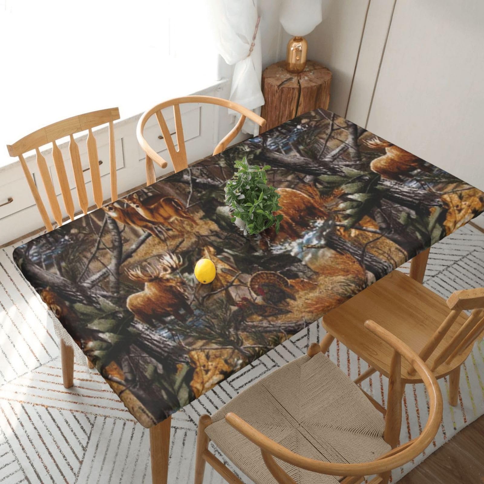 BNVSADC Hunting Deer Bear Moose Printed 5FT Tablecloth Polyester Kitchen Water Resistant Table Cloth Dining Table Decoration Table Covers, 152x76 CM