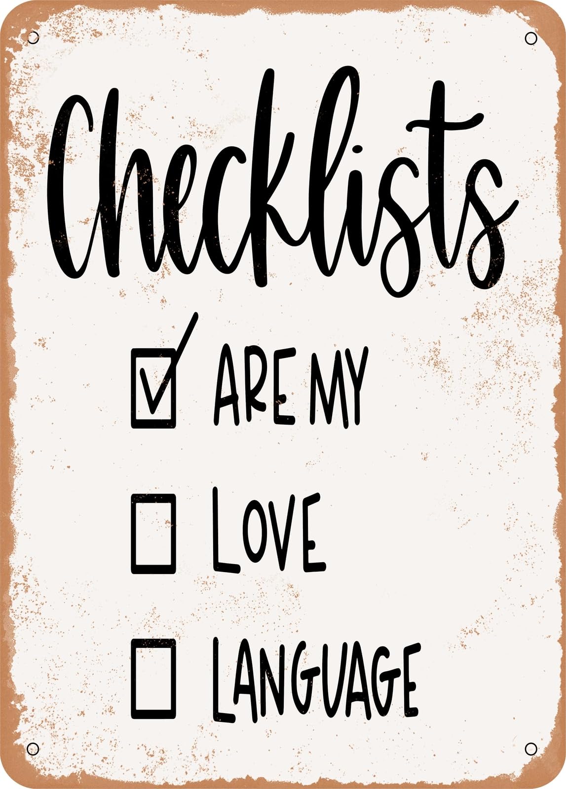 Miaomansenstore Metal Sign - Checklists - Vintage Rusty Look Home Decor