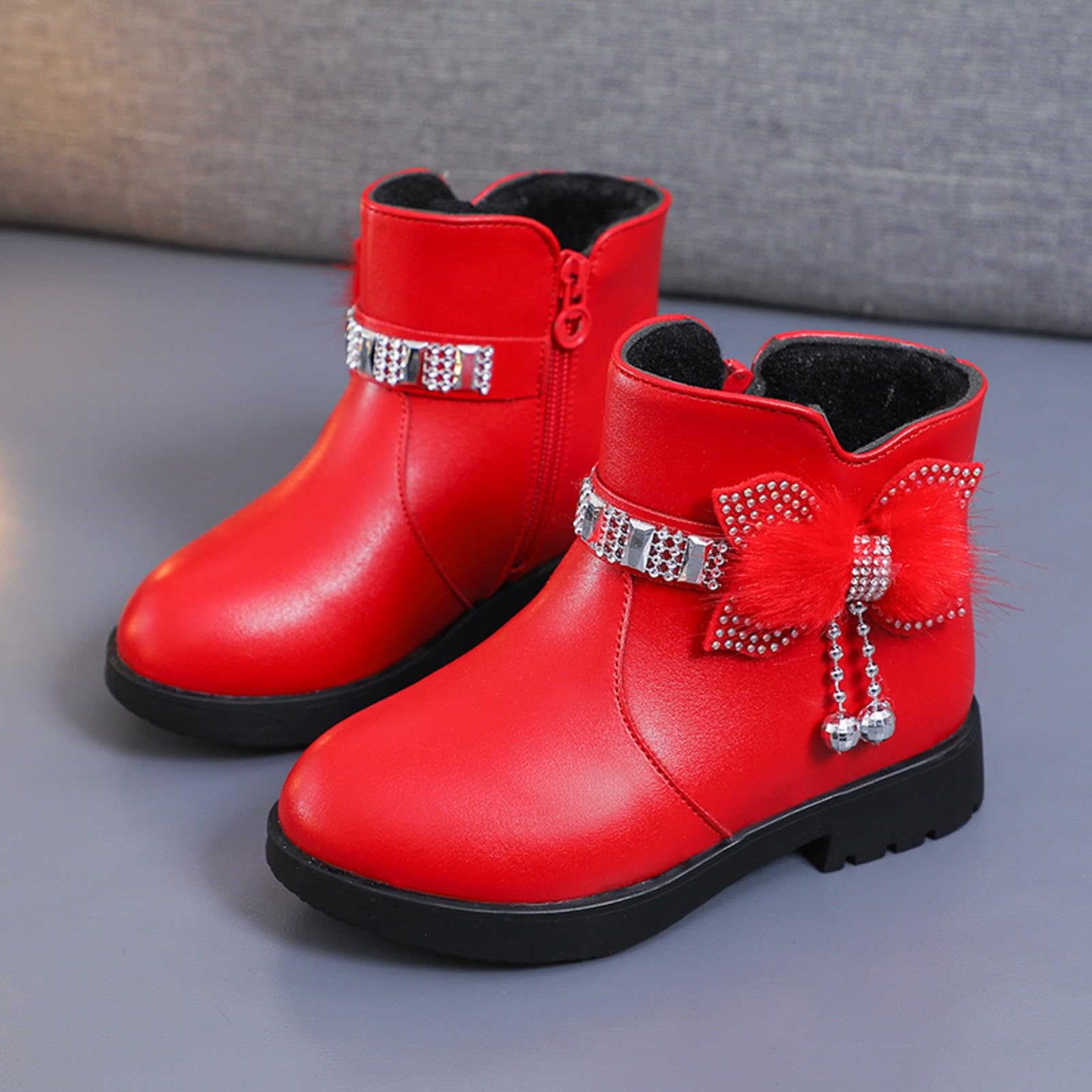 2026 Donne Inverno Stivali Bambini Scarpe Tacco Spessore Breve Caldo In Pelle Bambino Bow Carino