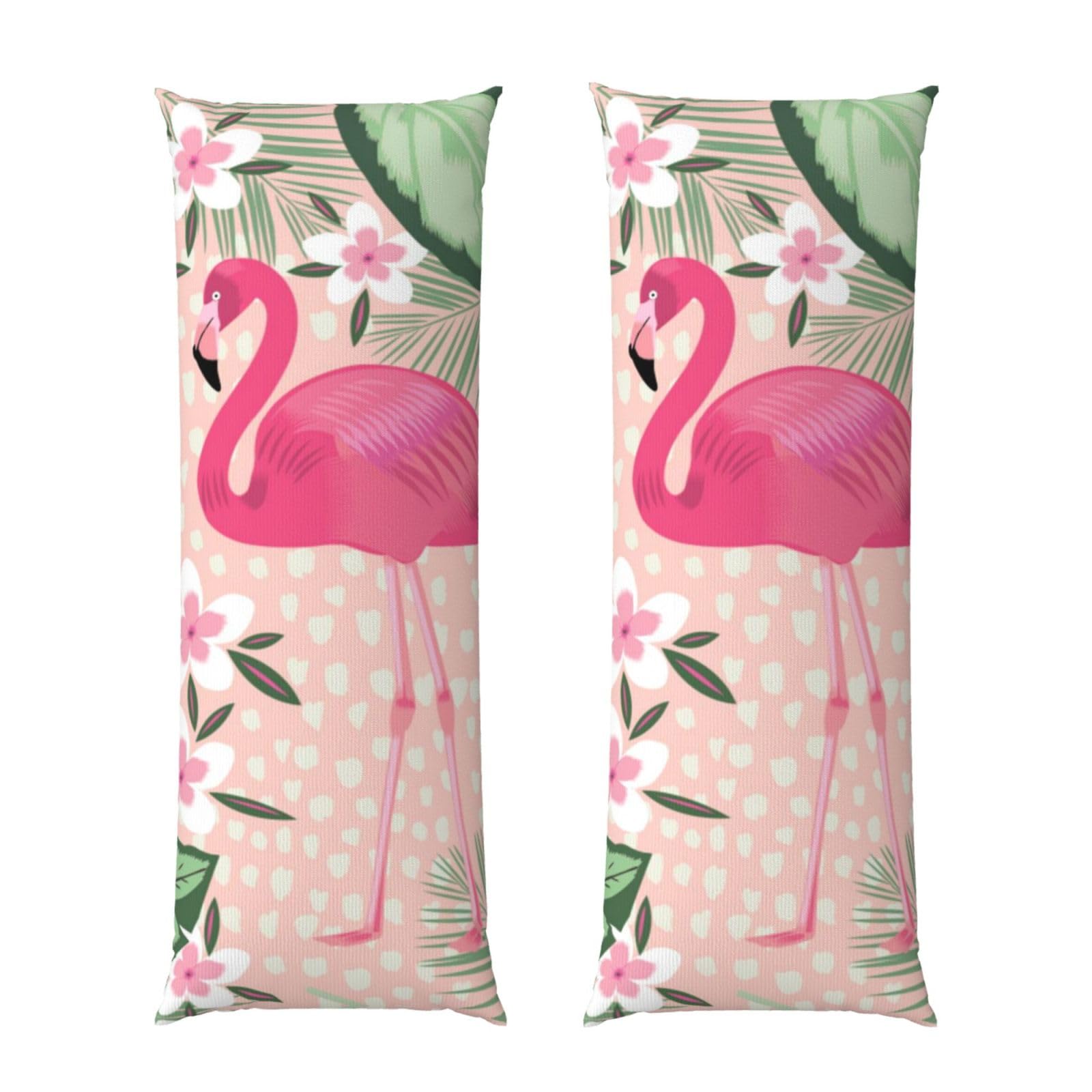 Taie d'oreiller longue flamant rose décorative pour chambre adulte chic 50x152