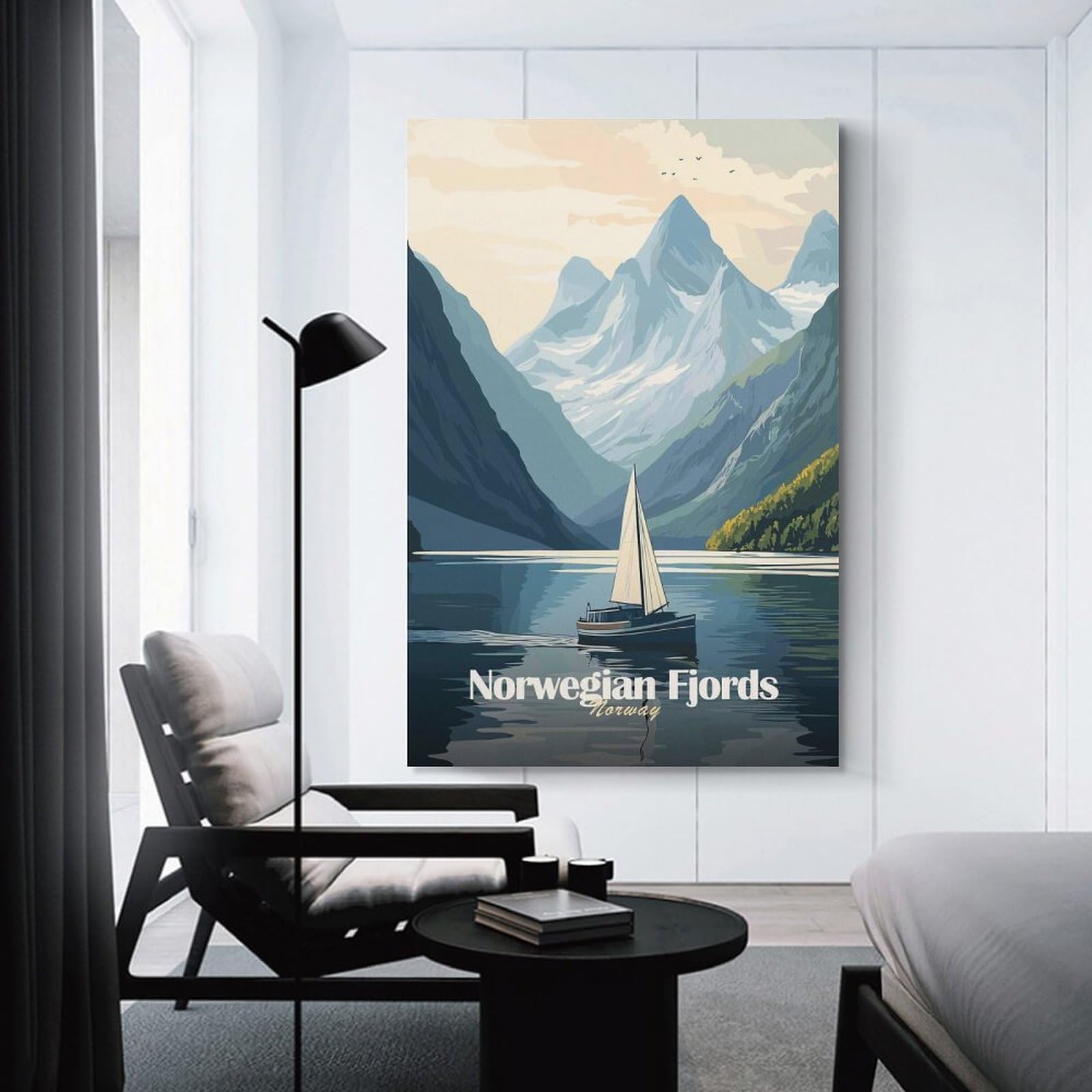 Junmoney Norwegian Fjords Wall Picture Print 20x30inch(50x75cm), for Lounge Decor, Offices Or Entryway Styling, A Flexible Wall Accent for Shared Spaces