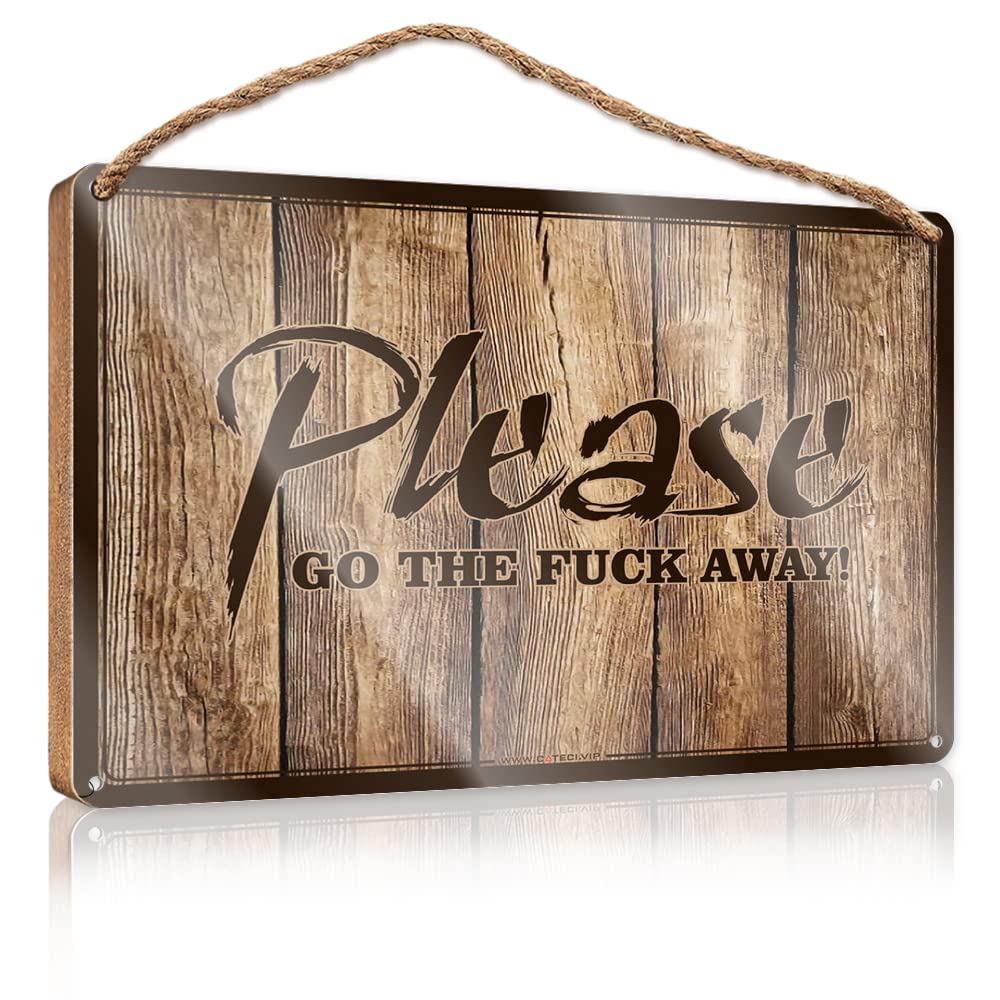 DTHA Front Porch Signs Please Go The f-k Away Wooden Sign Bathroom Sign Funny Funny Door Signs For Office(15X28CM)
