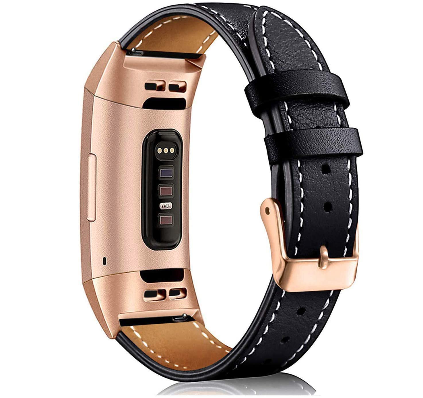 Mornex Leather Band Compatible for Fitbit Charge 3/ Charge 4, Replacement Genuine Leather Bands for Women Men