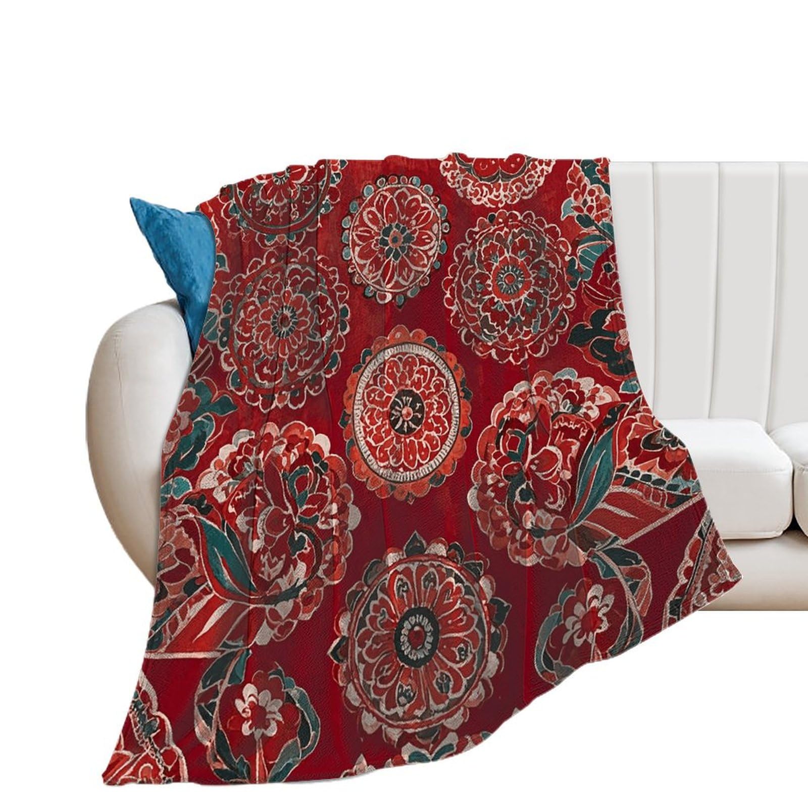 Couverture de lit à motifs traditionnels indiens en flanelle pelucheuse