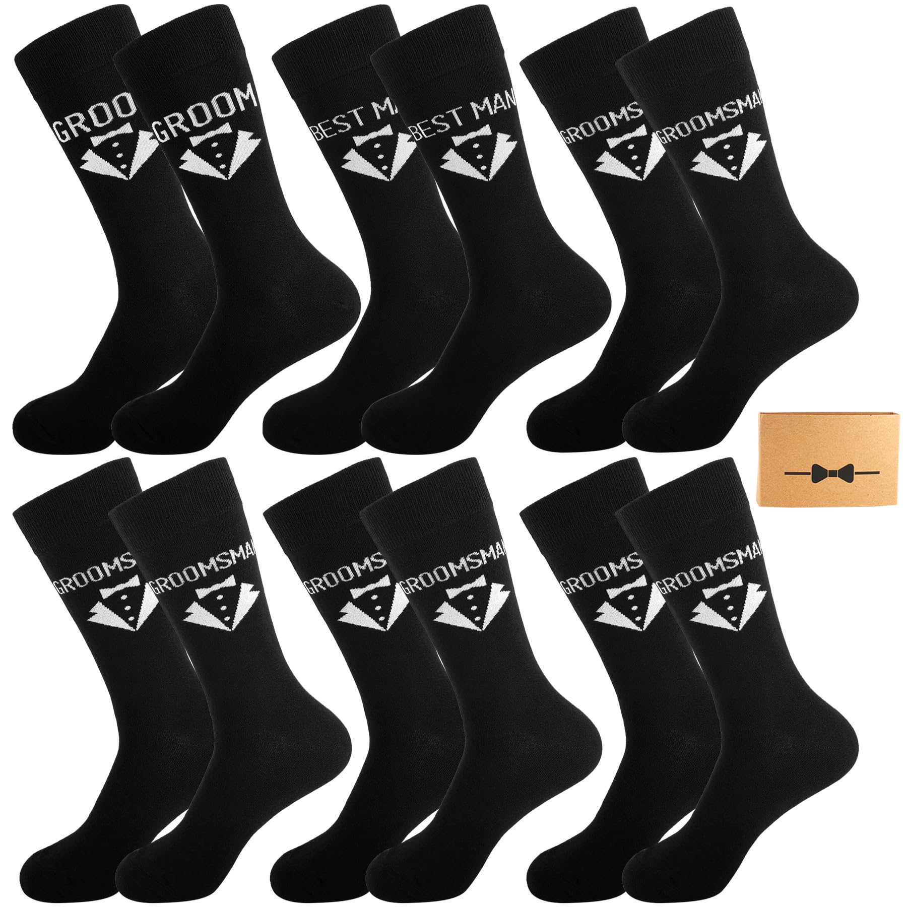 Paquete de regalo de calcetines de boda para hombre, calcetines de vestir para novio