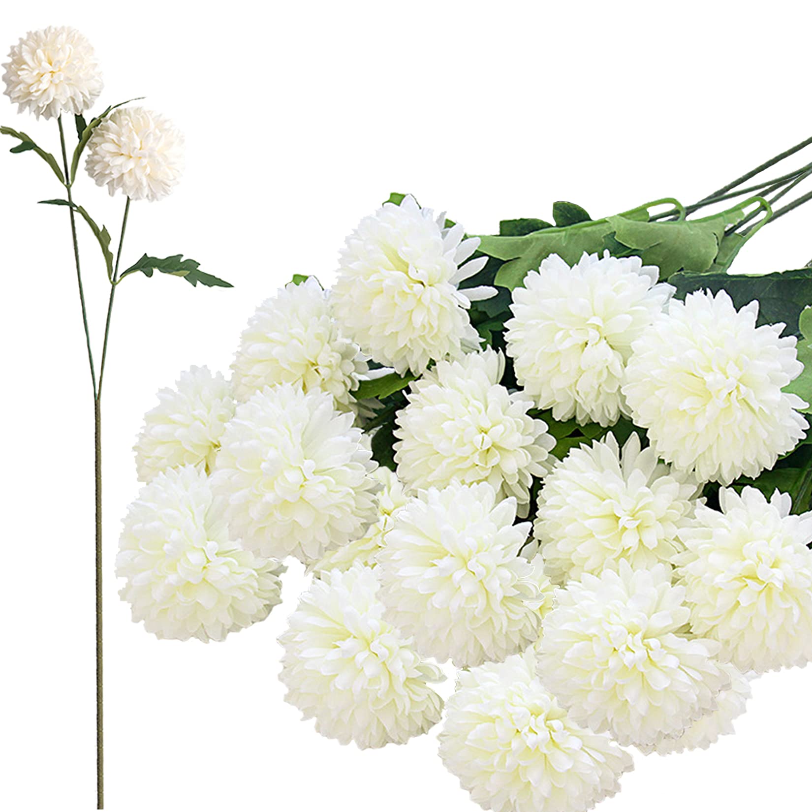 Chrysanthèmes artificiels en soie HinyoCo | Lot de 12 bouquets à deux têtes pour décoration