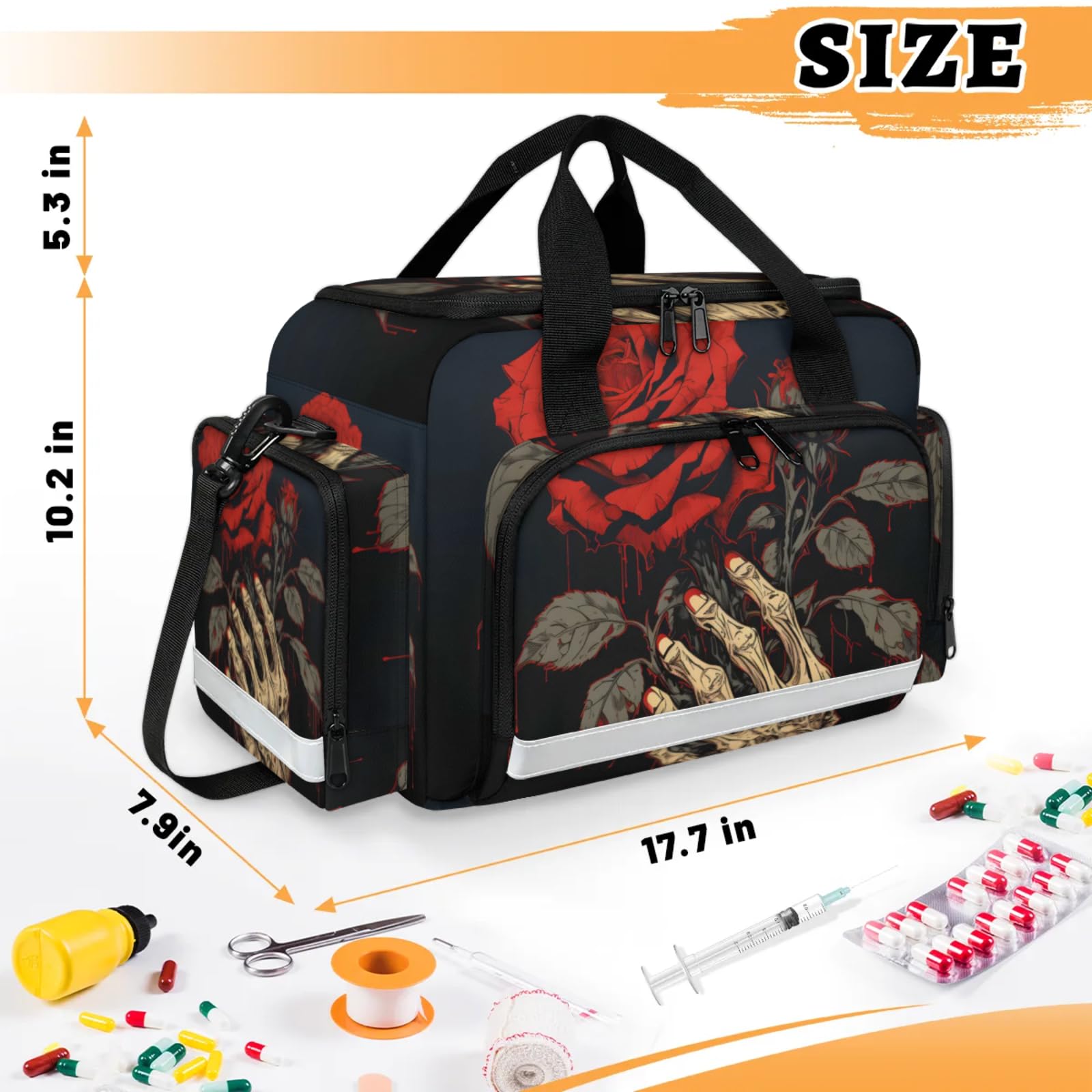 GzLeyigou First Aid Bags Empty, Magical Florals Emergency Bag First Aid Kit Multiple Compartment Kit Carrier On Call Trauma Bag For Paramedics Emergency Medical Supplies Kit