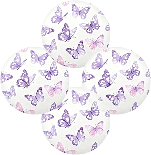 Miniatura 2 de Butterflies Purple and White Round Christmas placemats placemats Easy to Clean Waterproof Set of 4 15x15 in individuales para mesa de comedor