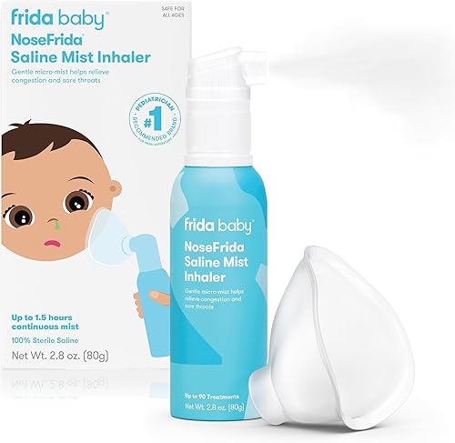 Frida Baby NoseFrida - Inhalador nasal de niebla salina, espray descongestionante para la congestión y el alivio de alergias para bebés + niños,