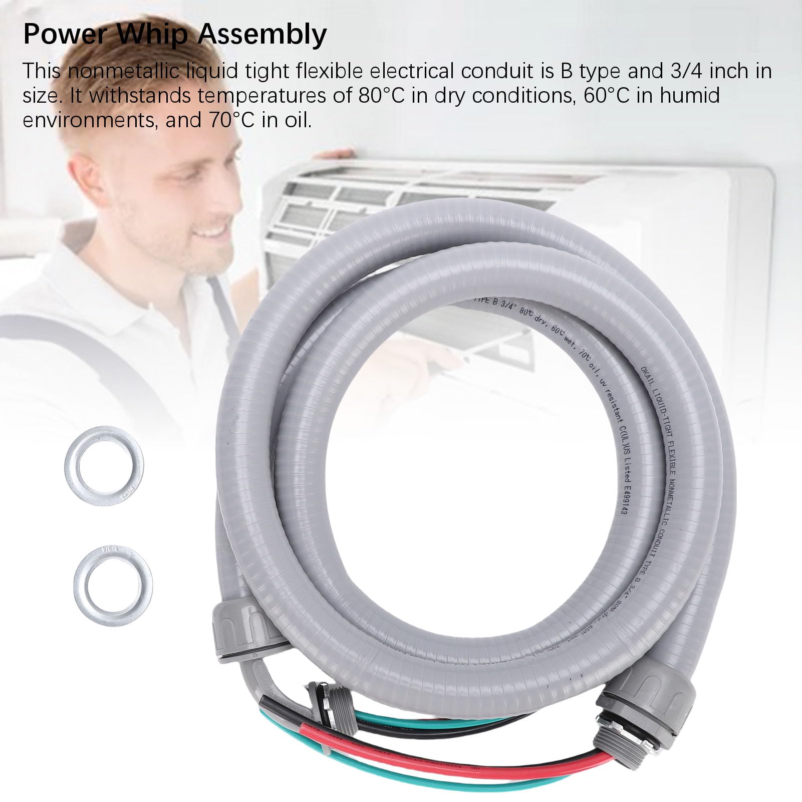 Denash Zespół Biczów Mocy 3/4" X 6 Stóp, Niemetalowy, Wodoszczelny dla Mini