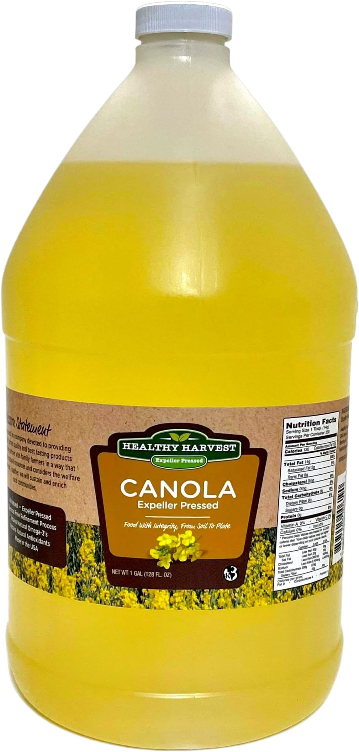 Canola Oil (1 Gallon) Pure Cooking Oil Gluten Free Soy Free Frying