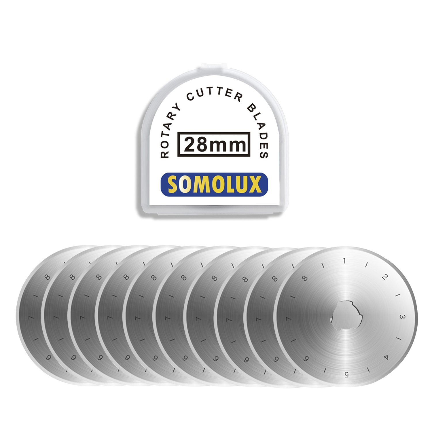 SOMOLUX 28mm Rotary Cutter Blades 10 Pack, Fits OLFA,Fiskars Etc Rotary Cutter Replacement, Quilting Scrapbooking Sewing Arts Crafts,Sharp and Durable