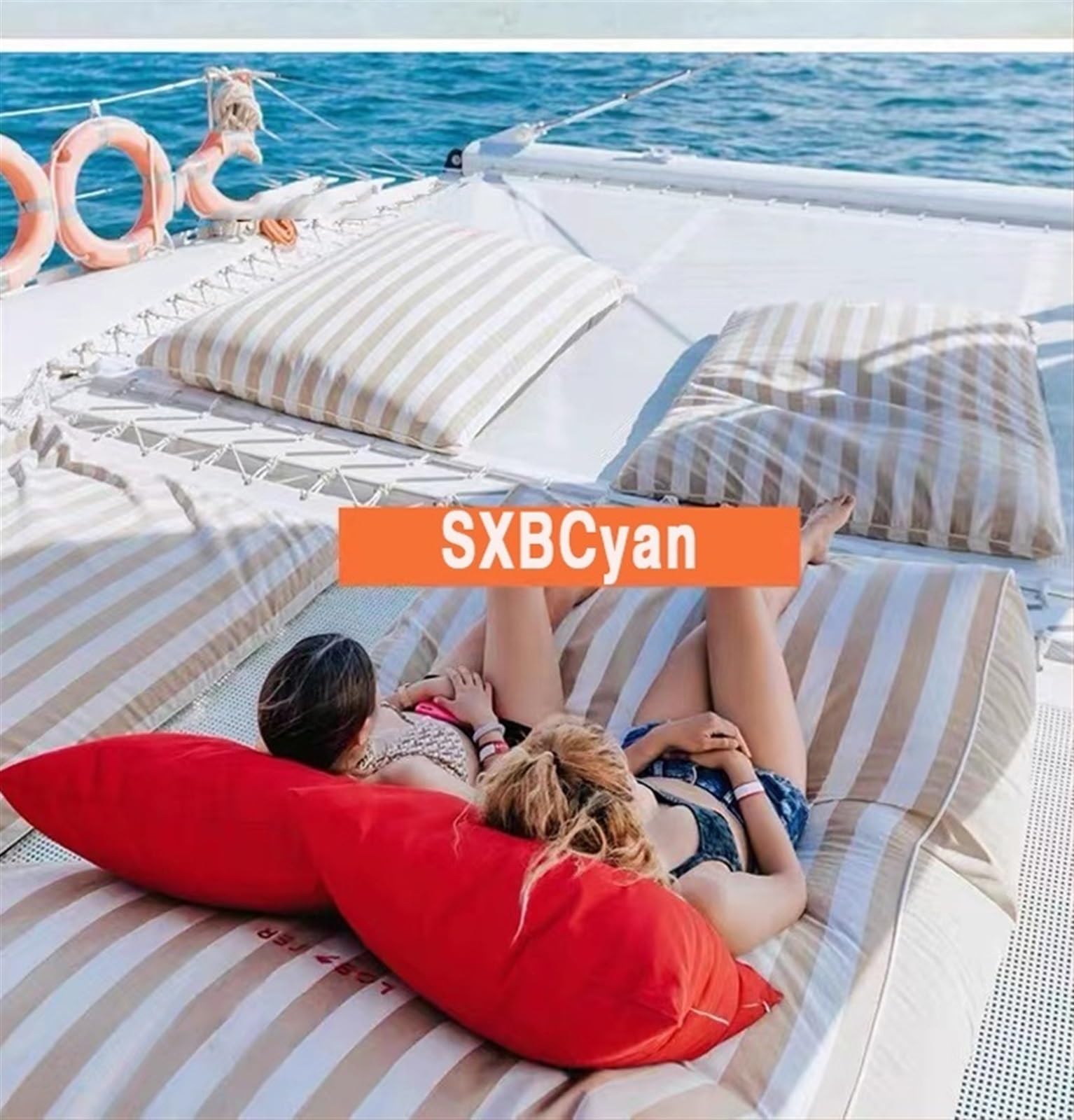 Pouf Flottant Pour Piscine (housse De Pouf Uniquement, Sans Remplissage), Housse De Pouf D'extérieur Housse De Pouf Imperméable D'extérieur, Sans Remplissage, Rayures, Flotteurs De Piscine, Radeau ( C