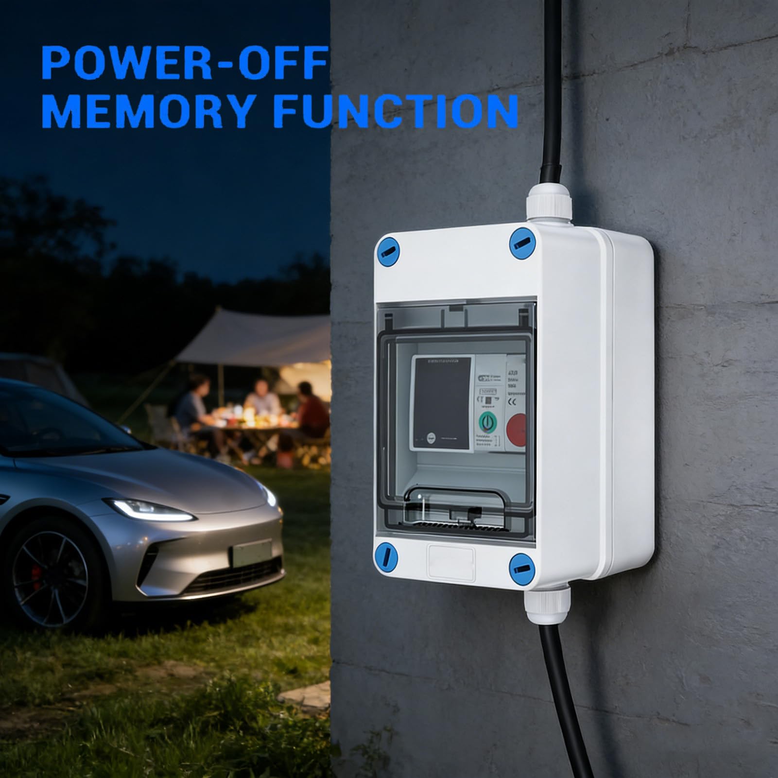 Garosa Medidor de Electricidad Digital, Medidor KWH Portátil con Memoria de Apagado Pantalla LCD Control de Aplicación, para RV Uso Doméstico Al Aire Libre Vehículo Eléctrico