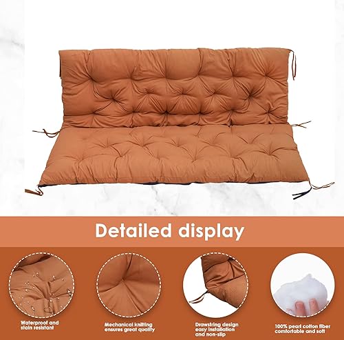 Miniatura 3 de KnLoom Cojines de repuesto para columpios, gruesos e impermeables de fibra Olyester para columpios al aire libre, bancos de jardín, cojines de