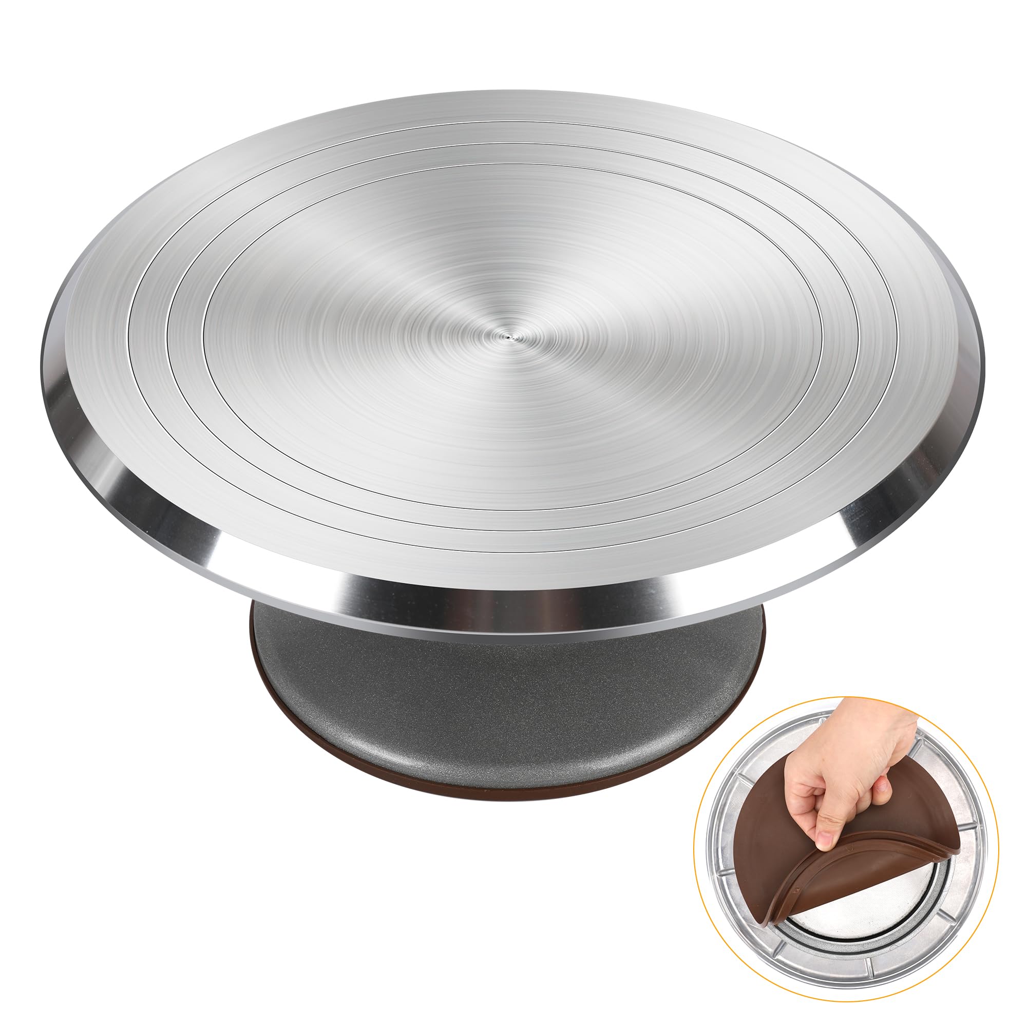 MYXLINK Aluminium Alloy Metal Cake Rotating Stand,12 inch Cake Turntable for Decorating,Baking Supplies Cake Spinner