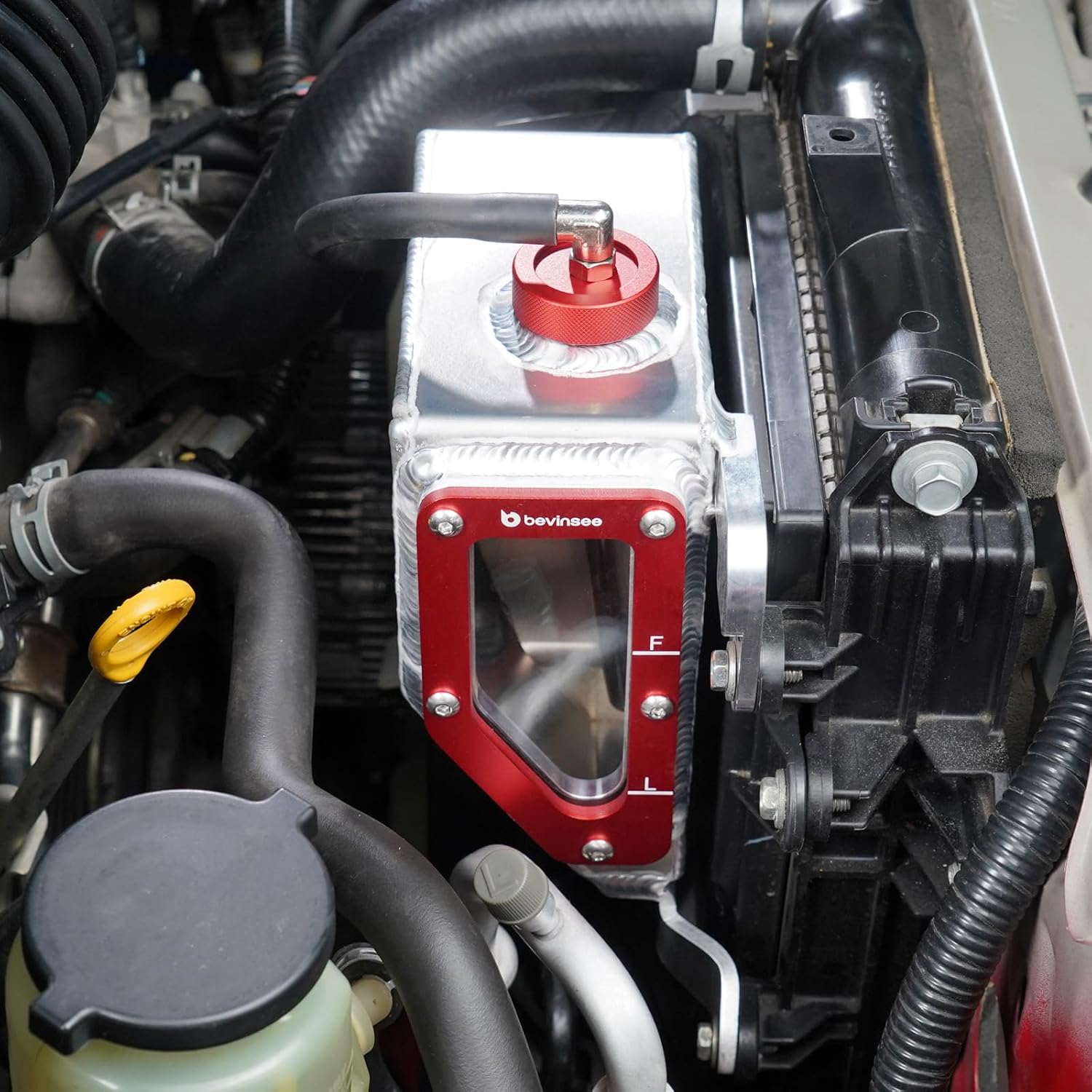 Bevinsee Cooling Fluid Reservoir Compatible with Toyota 4Runner 2010-2024, Replace for 16470-31050 Red