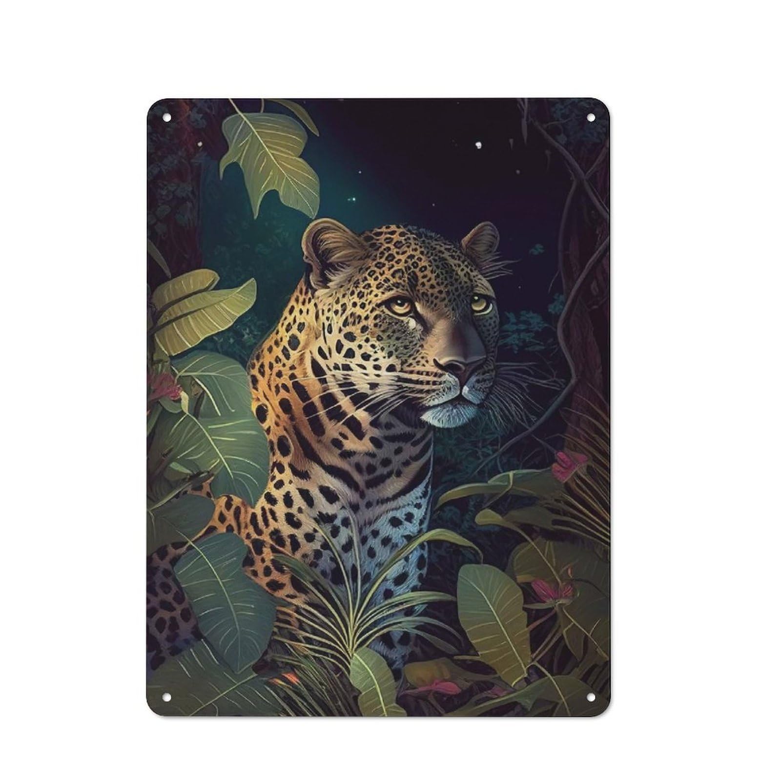 Junmoney Jaguar Jungle Animal Face Retro Metal Sign 40X30cm, Old Fashioned Retro Room Decor For Living Room, Hallway, Kitchen Or Cafe