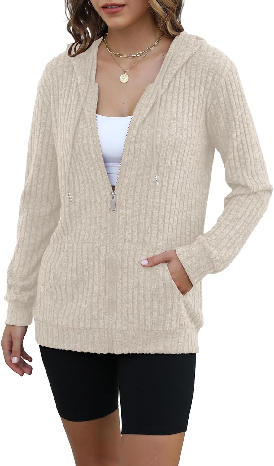 JomeDesign Sweaters for Women Long Sleeve Sweatshirt Fashion Hoodies Zip Up Loose Casual Fall Tops S-XXL - Image 2