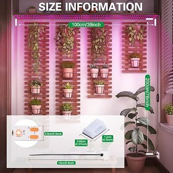 Grow Light Strip Waterproof Grow Lights for Indoor Plants Full Spectrum Plant Grow Lights Indoor USB with Auto ON/Off Timer Pink Blue 120LEDs Grow Lamp for Plant Light for Indoor Plants （6.56FT） [Energy Class F]