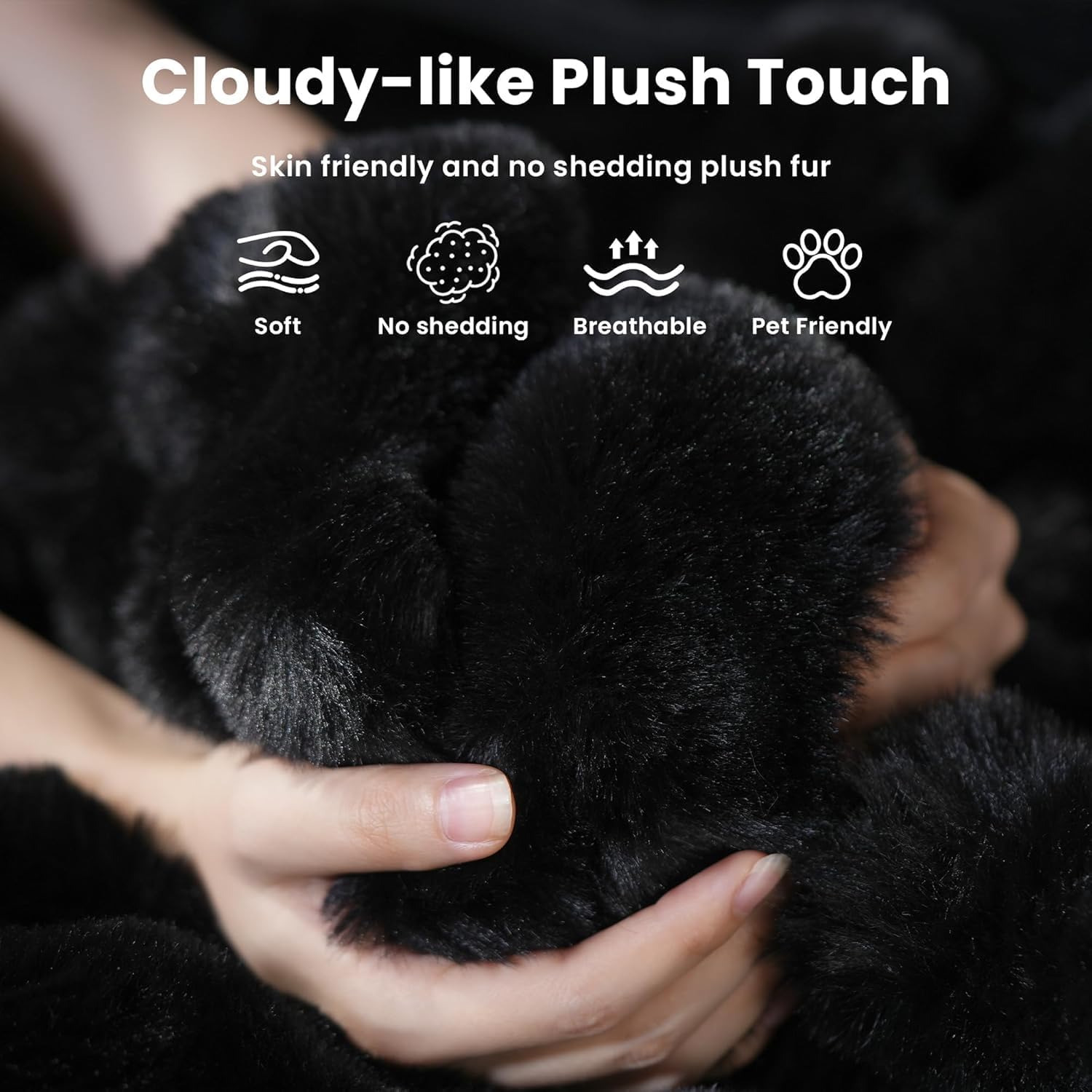 Bean Bag Chair for Adults, Oversized Bean Bag Chair with Plush Faux Fur, Lazy Floor Sofa, Comfy Reading Nook Chairs, Couch Single Sofa for Living Room Bedroom Office (Black)