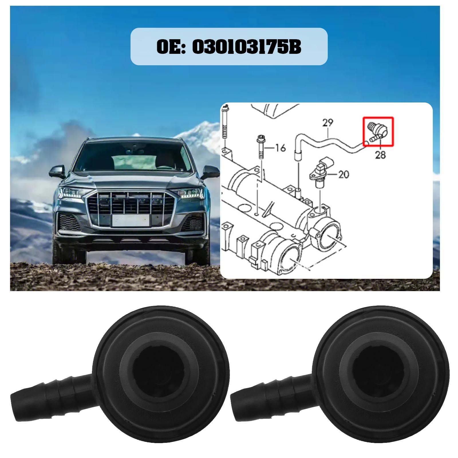 Valvola di sfiato unidirezionale compatibile con Fabia Octavia Rapid Roomster Superb Yeti 030103175B 2 pezzi